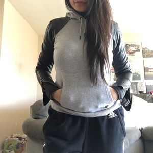 Armani exchange hoodie with faux leather sleeves